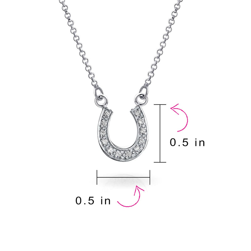CZ Pave Cubic Zirconia Lucky Good Luck Horseshoe Pendant Necklace Western Jewelry For Women Teen 14K Gold Plated .925 Sterling Silver Clear - BeesActive Australia