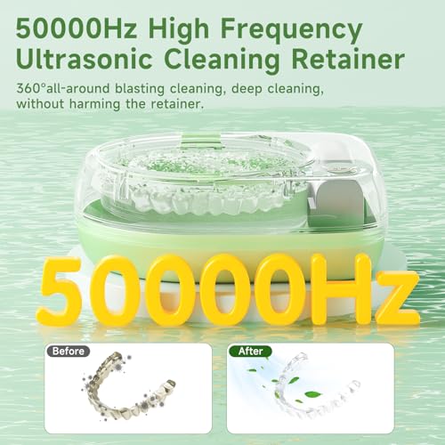 50kHz Cordless Ultrasonic Retainer Cleaner Machine Rechargeable Portable Wireless Retainer Cleaner USB Fast Charge 2000mAh Battery Charge Once Use 8 Times Small Travel Size 80ml