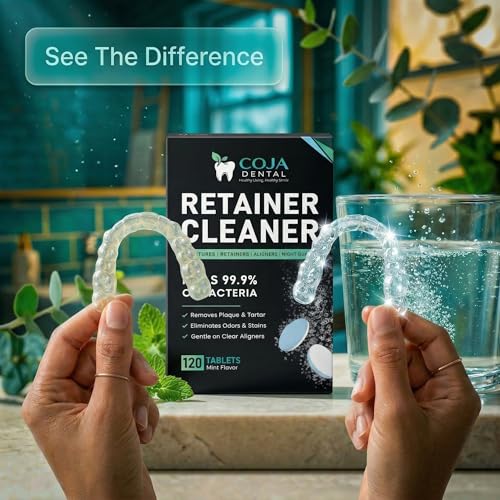 Retainer Cleaner Tablets 120 Count | Retainer Cleaning Tablets for Clear Aligners, Mouthguard & Night Guard | Aligner Cleaner | Dental Cleaner Tablets | Fresh Mint Flavor