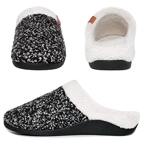ERGOfoot Orthopedic Slippers with Arch Support for Women Men 8 Women/7 Men Black