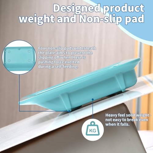 EZ Assistive Adaptive divided Plates with Extra Wall,Spill-proof plate for Elderly, Non-slip Disabled Products for Handicapped to self-feeding (Melamine 2-Compartment Dinner plate) Melamine 2-Compartment Dinner plate
