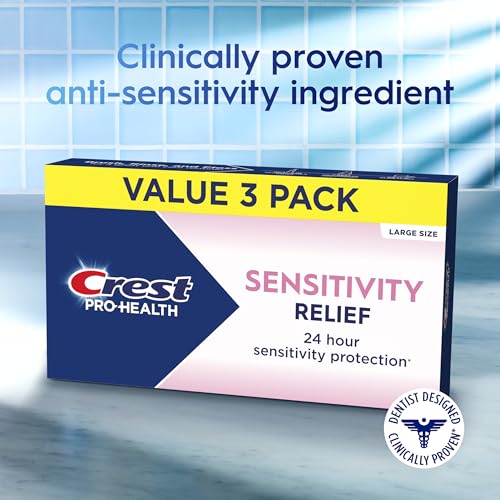 Crest Sensitivity Toothpaste 4.8 oz (3 Pack), Relieves Sensitivity, Strengthens Gums, Anticavity 14.4 Ounce (Pack of 1)