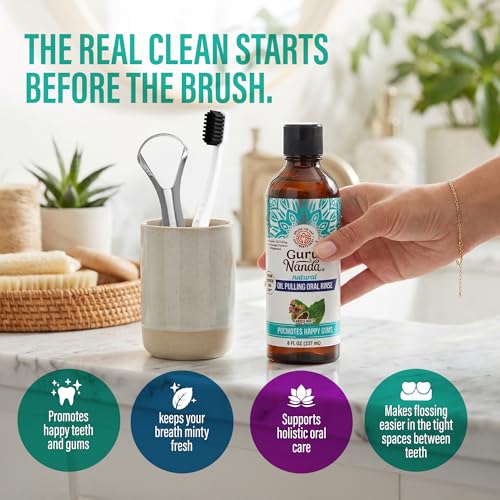 GuruNanda Complete Oral Care Bundle – Sensitive 16-Day Whitening Strips & CocoMint Oil Pulling with Toothbrush & Tongue Scraper for Clean Teeth & Fresh Breath
