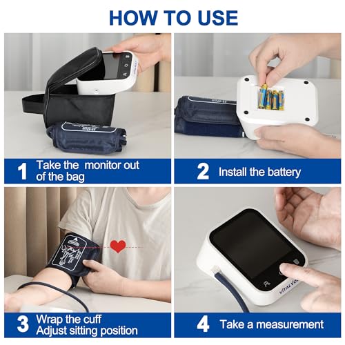 Blood Pressure Monitor for Home Use Automatic Arm BP Machine with Large Adjustable Cuff (8.6-17”) Bluetooth Heart Rate Monitor Digital BP Monitor 2x199 Readout 5.5” Large Screen for iOS & Android