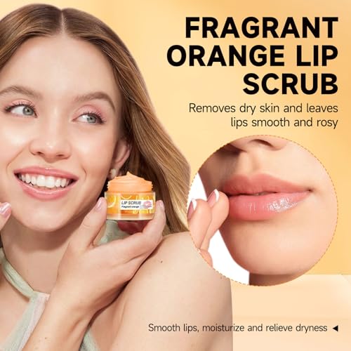 Lip Scrub Fragrant Orange - Lip Scrub Enriched with Jojoba Oil Peg-8 Esters and Collagen for Exfoliating and Moisturizing Lip,Restore the Health of Lips,Smooth and Soft