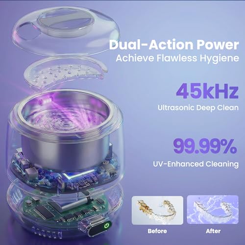 Ultrasonic Retainer Cleaner Machine with UV, 45kHz, Dental Pod