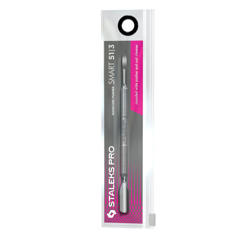Staleks Pro Manicure Pusher SMART 51 Type 3 – Wide Cuticle Pusher and Nail Cleaner – Dual-Ended Stainless Steel Tool