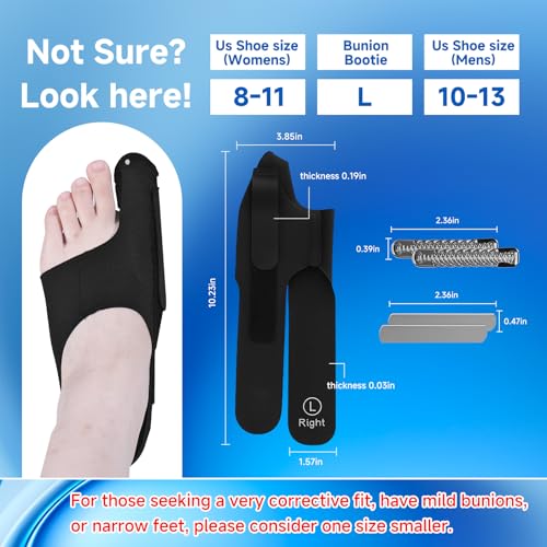 2 Piece Bunion Corrector for Women and Men, Side Adjustable Removable Design, Big Toe Straightener for Bunion Relief, Adjustable Day/Night Support (L) L