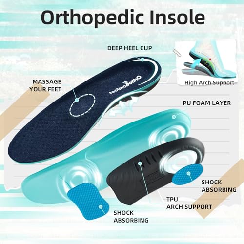 OrthoComfoot Men's Orthopedic Cushioned Walking Shoes with Arch Support, Plantar Fasciitis Relief, Breathable Orthotic Fashion Sneakers for All-Day Standing & Heel Pain 10 W3-denim
