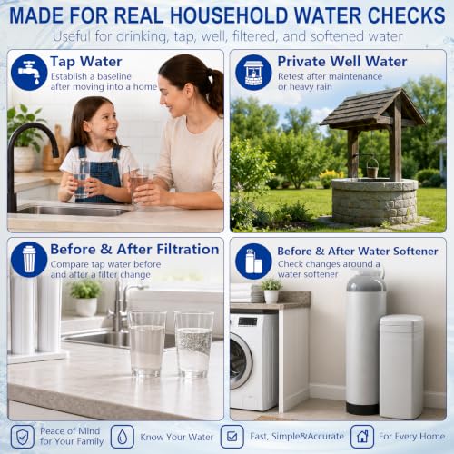 26 in 1 Water Test Kit for Drinking Water 158 Strips, Upgraded Home Water Testing Strips for Well & Tap Water, Detects Hardness, Chlorine, pH, Lead, Iron, Copper & Multiple Water Quality Contaminants