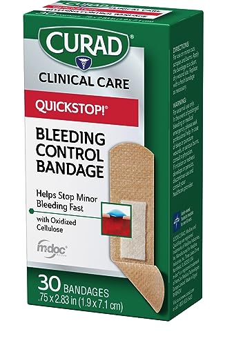 CURAD QuickStop! Flex-Fabric Bandages, 0.75x2.83 Inch, 30/Box, One Box Fabric Bandages 30 Count (Pack of 1)