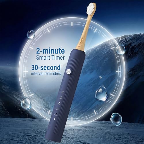 Sonic Electric Toothbrush with Bamboo Heads Navy