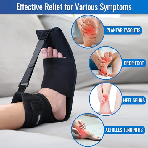 Heelbo Plantar Fasciitis Night Splint Bundle with Massage Roller and Relief Stretching Guide – Adjustable Foot Support, Heel Pain, Arch & Achilles Tendonitis Brace, Men & Women