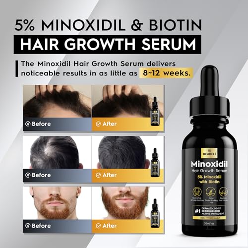5% Minoxidil Hair Growth Serum for Men & Women, Beard Growth Oil 1oz 3pcs 1 Count (Pack of 3)