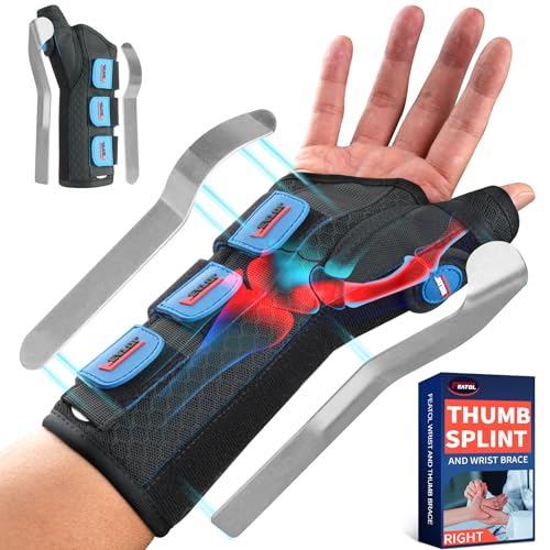 FEATOL Wrist and Thumb Brace, Right Hand Thumb Brace, Left Hand, Size L/XL, Wrist 7.1-9"