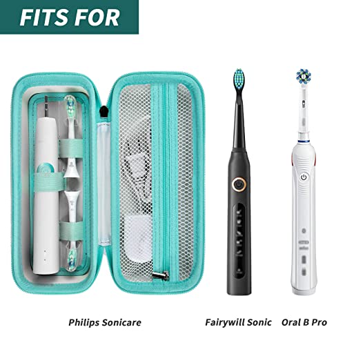 2 Pack Toothbrush Travel Case Compatible with Oral-B Pro 1000, 2000, 3000, 3500, 1500/ for Philips Sonicare ProtectiveClean 4100 5100 Electric Toothbrush with Mesh Pocket for Accessories - White