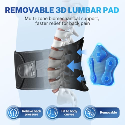 Back Brace for Women Men for All-day Wear & Support, Enhanced Back Support Black XL