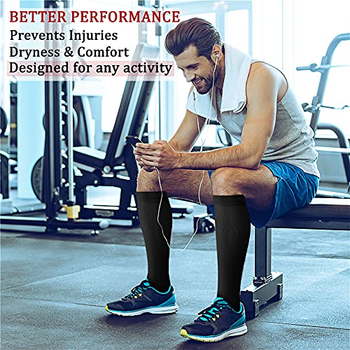 CHARMKING Compression Socks for Women & Men Circulation (8 Pairs) 15-20 mmHg Best Calf Socks Support for Athletic Cycling Large-X-Large 02 Black/Black/Black/Black/Black/Black