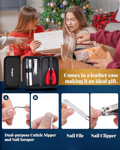 Nail Clippers Set,Toe Nail Clippers for Ingrown & Thick Toenails,Toe Nail Clippers for Thick Nails for Seniors Men Women,Professional Heavy Duty Toenail Clippers with Stainless Steel 4Pcs (red) Ingrown Toenails