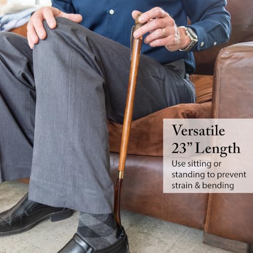 FootFitter 23” Shoe Horn, Premium Long Length Shoe Aid (Made in Italy) Golf Club Handle