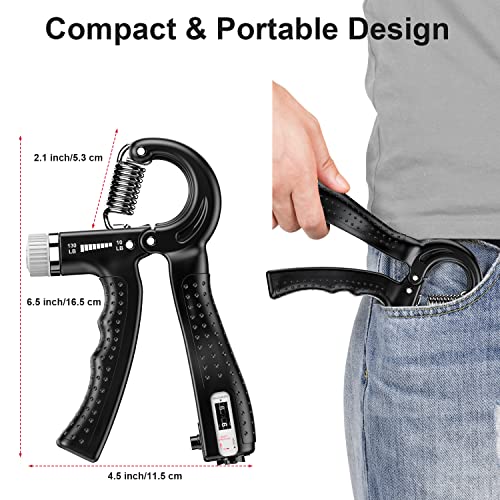 KDG Hand Grip Strengthener 2 Pack Adjustable Resistance 10-130 lbs Forearm Exerciser，Grip Strength Trainer for Muscle Building and Injury Recovery for Athletes Black