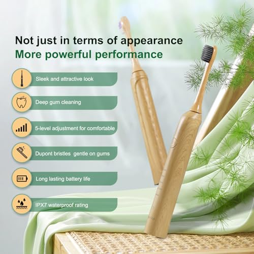 Sonic Bamboo Electric Toothbrush for Adults