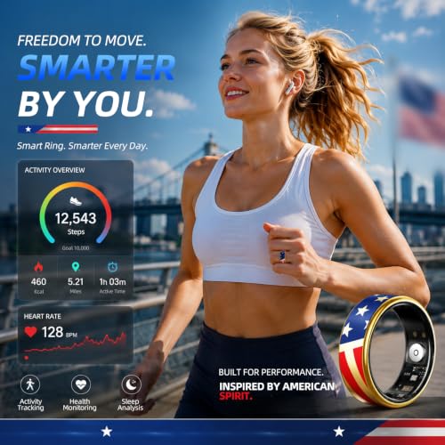 Smart Ring Fitness Tracker Men & Women, Health Sleep Tracker (Gold, #9)