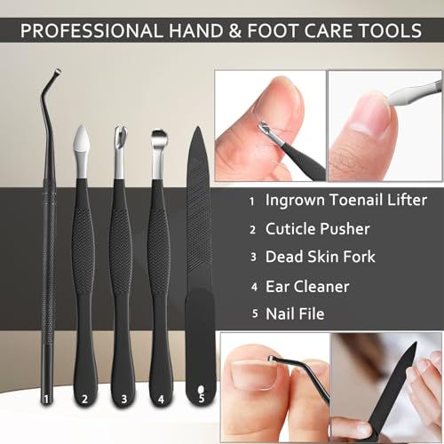 Ingrown Toenail Clipper Thick Nails Cutter Toe Nails Removal Kit Pedicure Tools for Feet Trimmer for Men Women Senior A-5