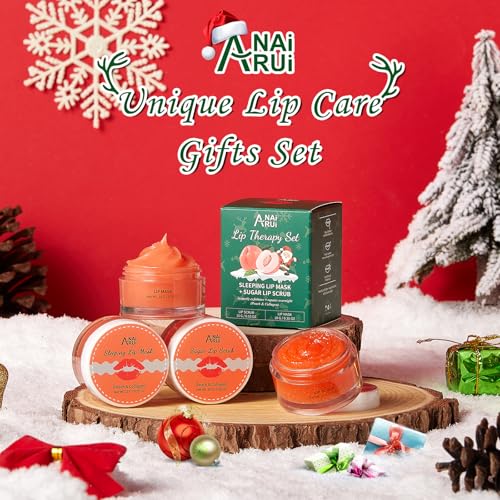 ANAI RUI Lip Scrub & Lip Mask Gift Set, Peach PEACH-Xmas