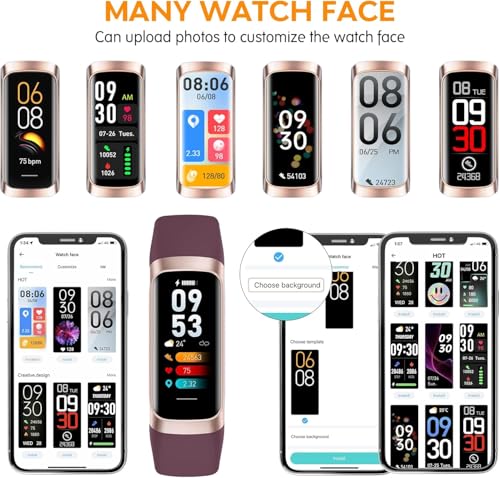 Fitness Tracker,2025 Smart Watch with Blood Pressure Heart Rate & Sleep Monitor IP67 Waterproof Step Calorie Counter Pedometer Fitness Activity Watch for Men Women Android iOS Phone (Purple) Purple