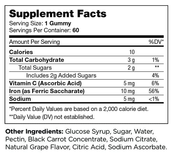 Zahler Chapter Six Iron Gummies, Iron Supplement with Vitamin C for Adults, Kosher, 60 Flavored Gummies (10MG)