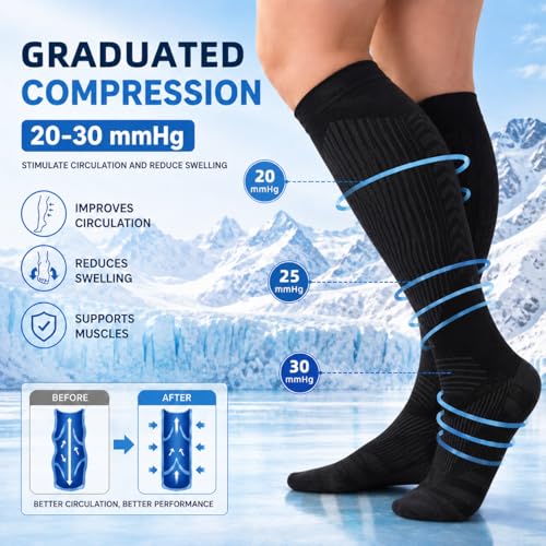 Compression Socks for Women & Men, 20-30 mmHg Knee High Cotton Support Socks, Cute Nurse Socks for Pregnancy, Travel, Running 2-pack combination 6 Small-Medium