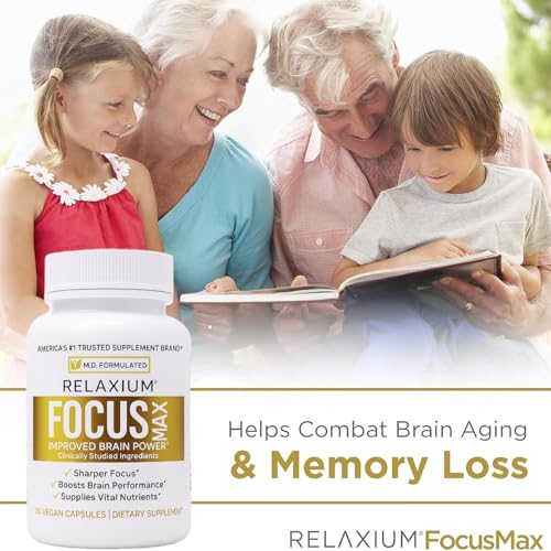 Relaxium FocusMax, Brain & Focus Health Supplement, Mental Clarity Support, Proven Concentration, Focus, Memory, & Nootropics Booster, USA-Manufactured, 30 Vegan Capsules (Pack of 3) 30 Count (Pack of 3)
