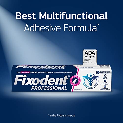 Fixodent Professional Ultimate Denture Adhesive Cream for Full and Partial Dentures, 1.8 oz, 4 Pack (Pack of 4)