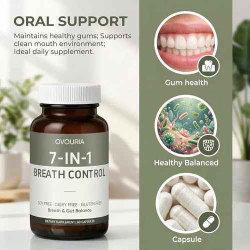 Ovouria Breath and Gut Balance, 7-in-1 Advanced Breath Restoration Formula for Oral & Digestive Balance, Helps Manage Bad Breath Naturally, Vegan & Non-GMO, 60 Capsules