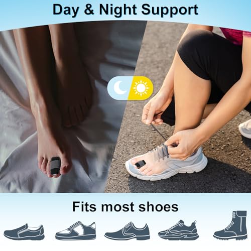 4pcs Hammer Toe Straightener with Aluminum Plate, Adjustable Hammer Toe Corrector for Women & Men,Toe Splints Wraps Relief for Curled, Bent Toes,Crooked & Broken Toes(Large) Large