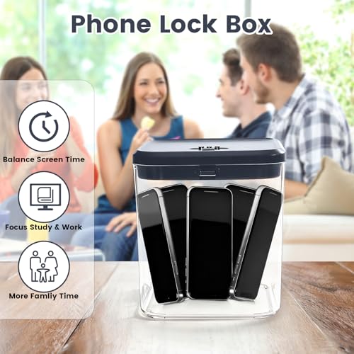 Small Lock Box for Safe Medication,Clear Lock Box with Combination Code,Locked Medicine for Pills First Aid,Lockable storage box for Snack/Fridge/Food/Phone medicine Organizer 5.5x5.5x4.9 Grey Lid Small