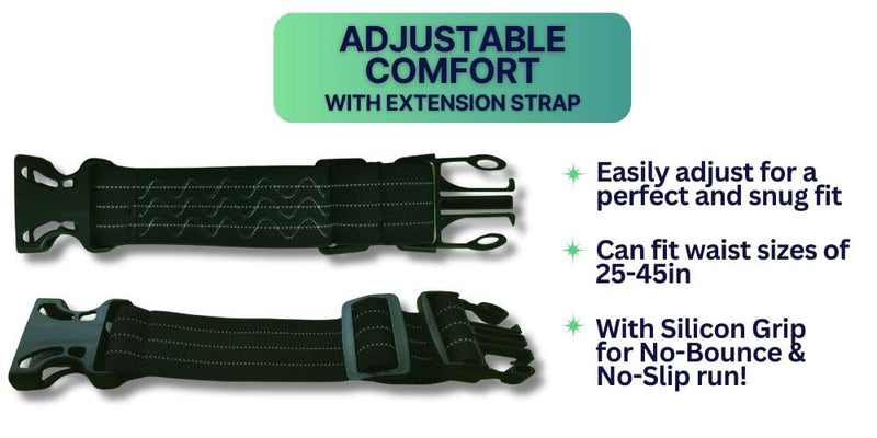 Hydrabelt Ultra Hydration Belt for Runners, 2 Pockets, 10oz BPA Free Water Bottles, No Bounce, Waterproof, Black, One Size, Hydration belt with 2 pockets and 2 water bottles