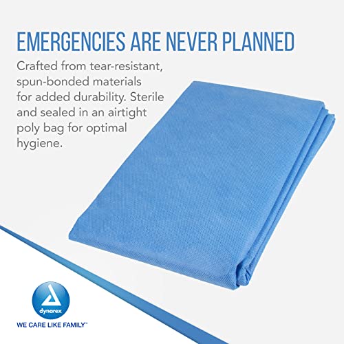 Dynarex Burn Sheet - Sterile, Safely Cover Burn Victims to Prevent Further Injury Until Treated by Medical Professionals, Blue, 60” x 90”- 1 Case of 12 Burn Sheets