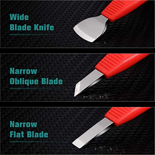 BEZOX Ingrown Toenail Removal Blades and Foot Callus Knife - 3 Different Blades Pedicure Knives with Toenail Lifter and Thick Nail File - Red