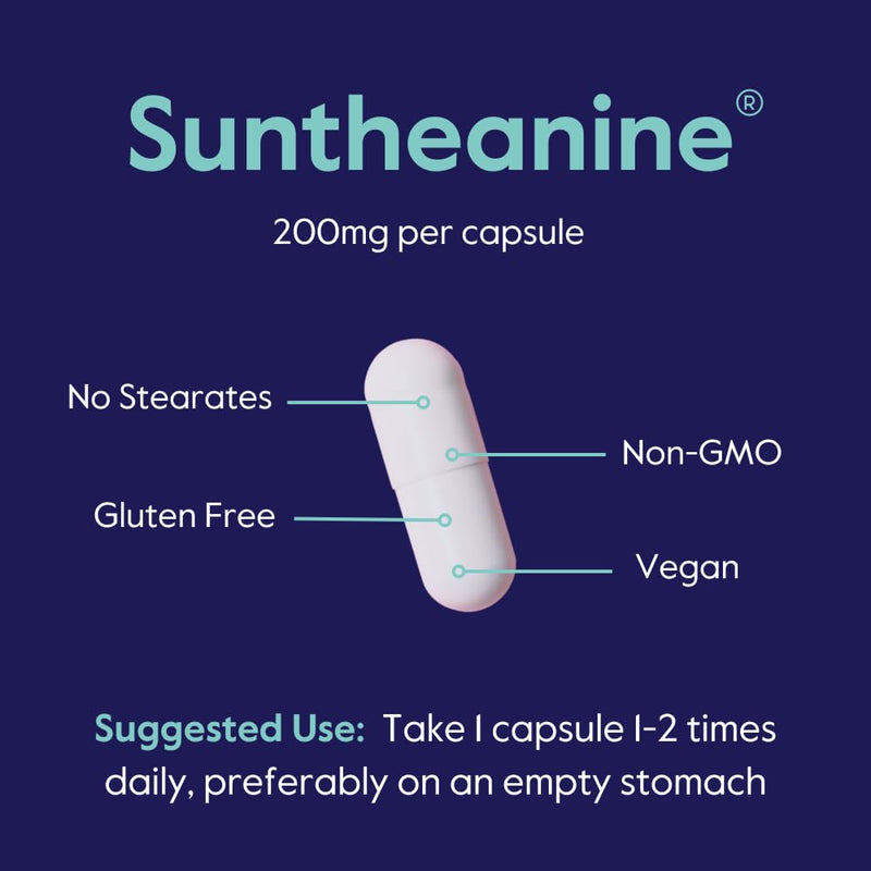 BESTVITE Double Strength Suntheanine L-Theanine 200mg – Patented & Clinically Studied – 120 Vegetarian Capsules (2 x 60) – Vegan – No Stearates – Non GMO – Gluten Free – Relaxation Support 120 Count (Pack of 1)