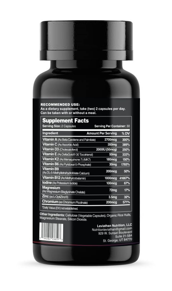 Leviathan Multi Vitamin | Full Spectrum - DeltaGold Tocotrienol Vitamin E, Magnesium, Zinc, Iodine, Chromium & More