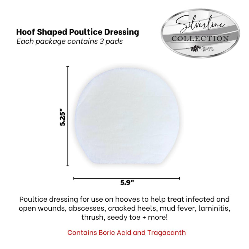 SILVERLINE Hoof Shaped Poultice Dressing - First Aid Wound Care, Boric Acid & Tragacanth Inner Layer, Can Be Applied Wet or Dry, Effective Care for Abscesses, Open Wounds & More, Economical 3-Pack - BeesActive Australia