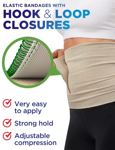 Premium Elastic Bandage Wrap - 6” (2pk) - Self-Closing Compression Bandage 2 Pack Elastic 6in