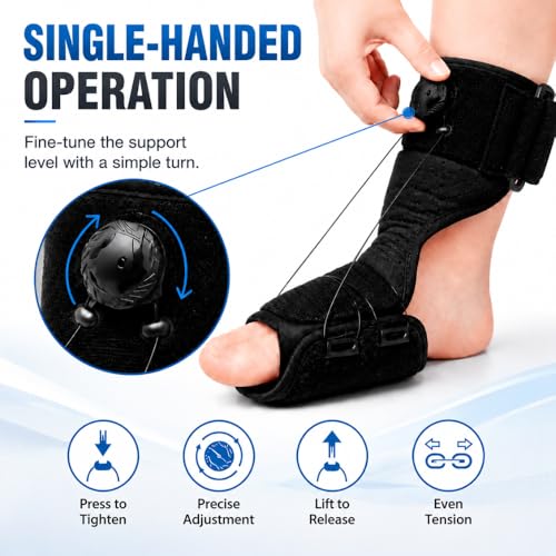 Plantar Fasciitis Night Splint for Men & Women – Adjustable Foot Drop Brace with Rotating Dial, Extended Arch Support for Heel Pain & Achilles Tendonitis Relief, Comfortable Sleep & Home Use