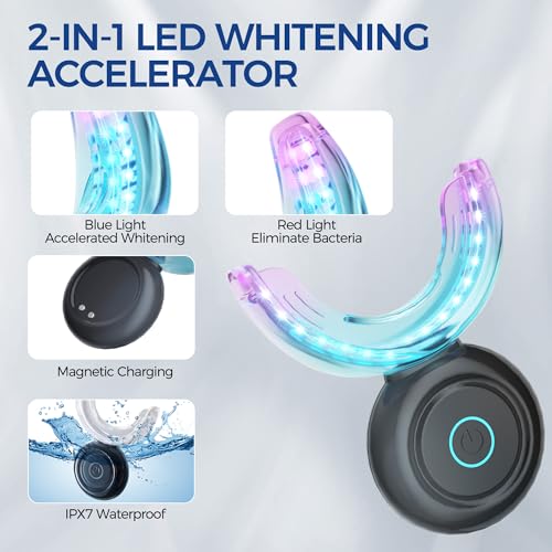 Teeth Whitening Kit for Sensitive Teeth,with 32X Waterproof LED Accelerator Light&4 Carbamide Peroxide Pen&14 Pcs Teeth Whitening Strips&1 Remineralization Pen,Tooth Whitener Professional Oral Care 1 Count (Pack of 13)