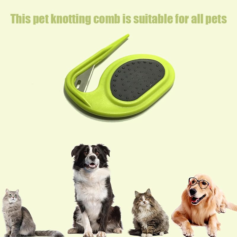 2PCS Pet Knotting Comb, 2024 New Grooming Knife for Long-Haired Pets, 3 In1 Multifunctional Dog Comb, Cat Brush Hair Clipper, For Removing Tangled and Loose Hair (Blue and Green) - BeesActive Australia