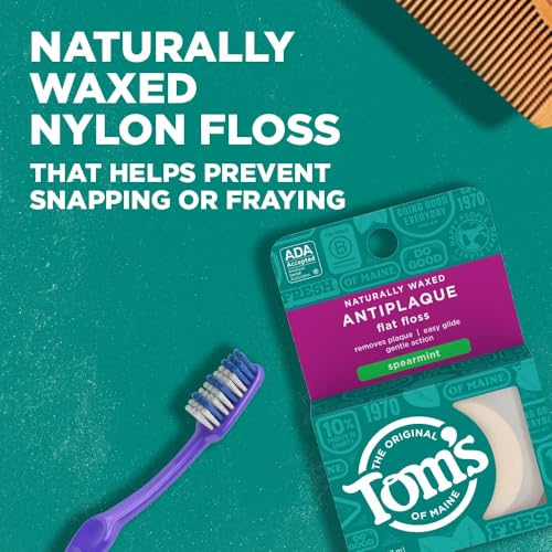 Tom's of Maine Anti Plaque Flat Spearmint Floss, Pack of 4