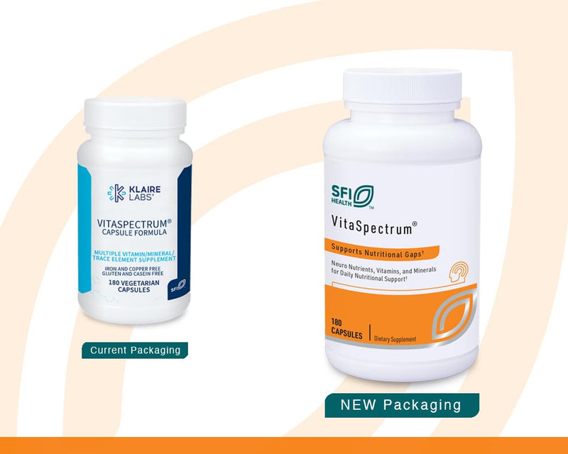 Klaire Labs SFI Health VitaSpectrum Capsules, 180ct | Multivitamin for Kids with 28 Essential Nutrients Including Folate, B12, B6, Antioxidants, Vitamin E & D3, No Copper or Iron