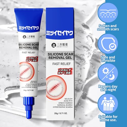 DRMITSUI Silicone Scar Gel for Old and New Scars, Scar Treatment for Acne Surgical Burn and Stretch Marks, Medical Grade Silicone Scar Gel, Fast Absorbing, 20g 0.71oz (Pack of 2) Pack of 2